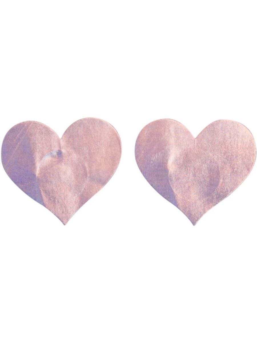 Fever Irridescent Heart Nipple Pasties, Pink