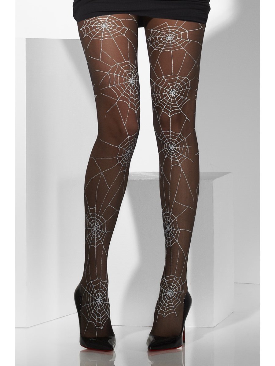 Black Tights With Spiderweb Print Alternative View2