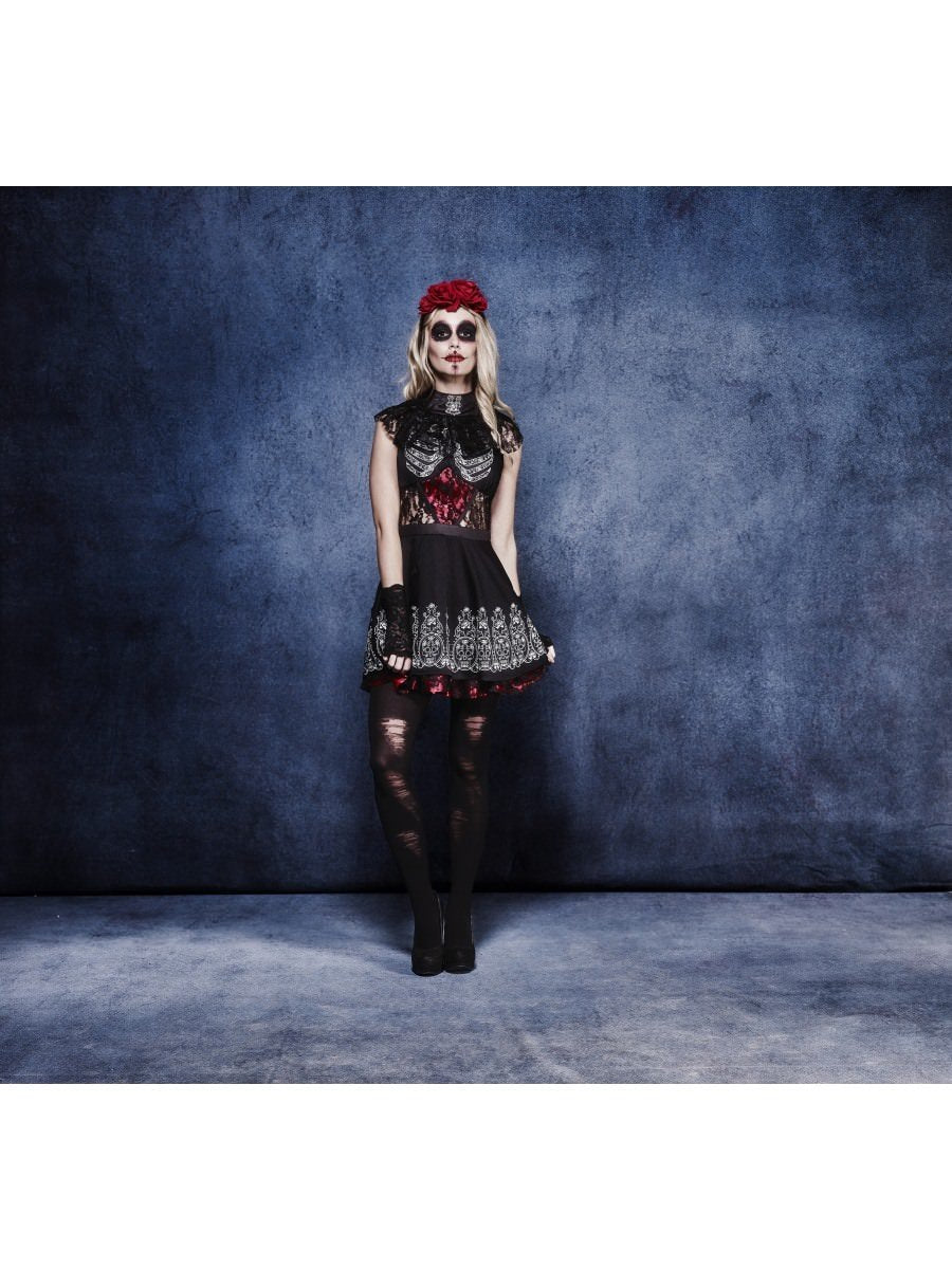 Fever Day Of The Dead Costume Blue Background Alternative View1