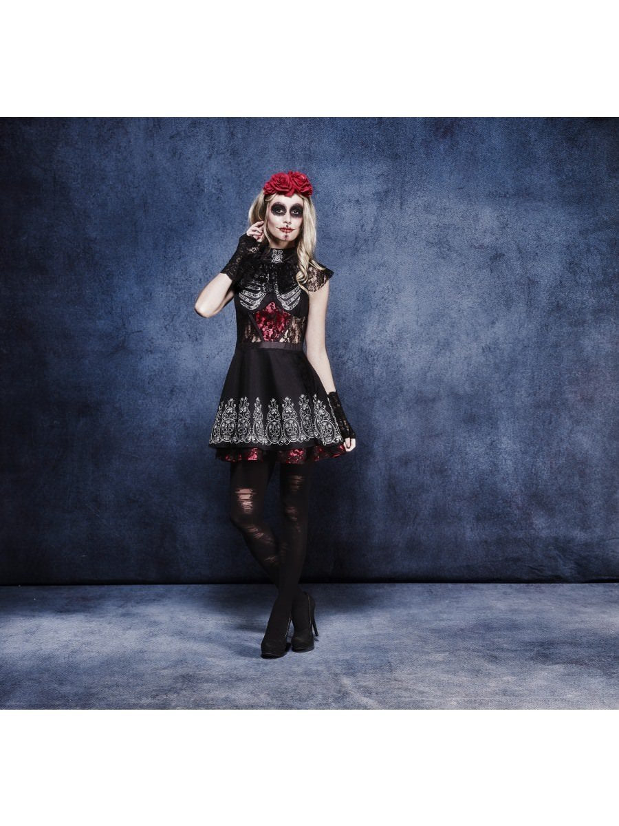 Fever Day Of The Dead Costume Blue Background Alternative View2