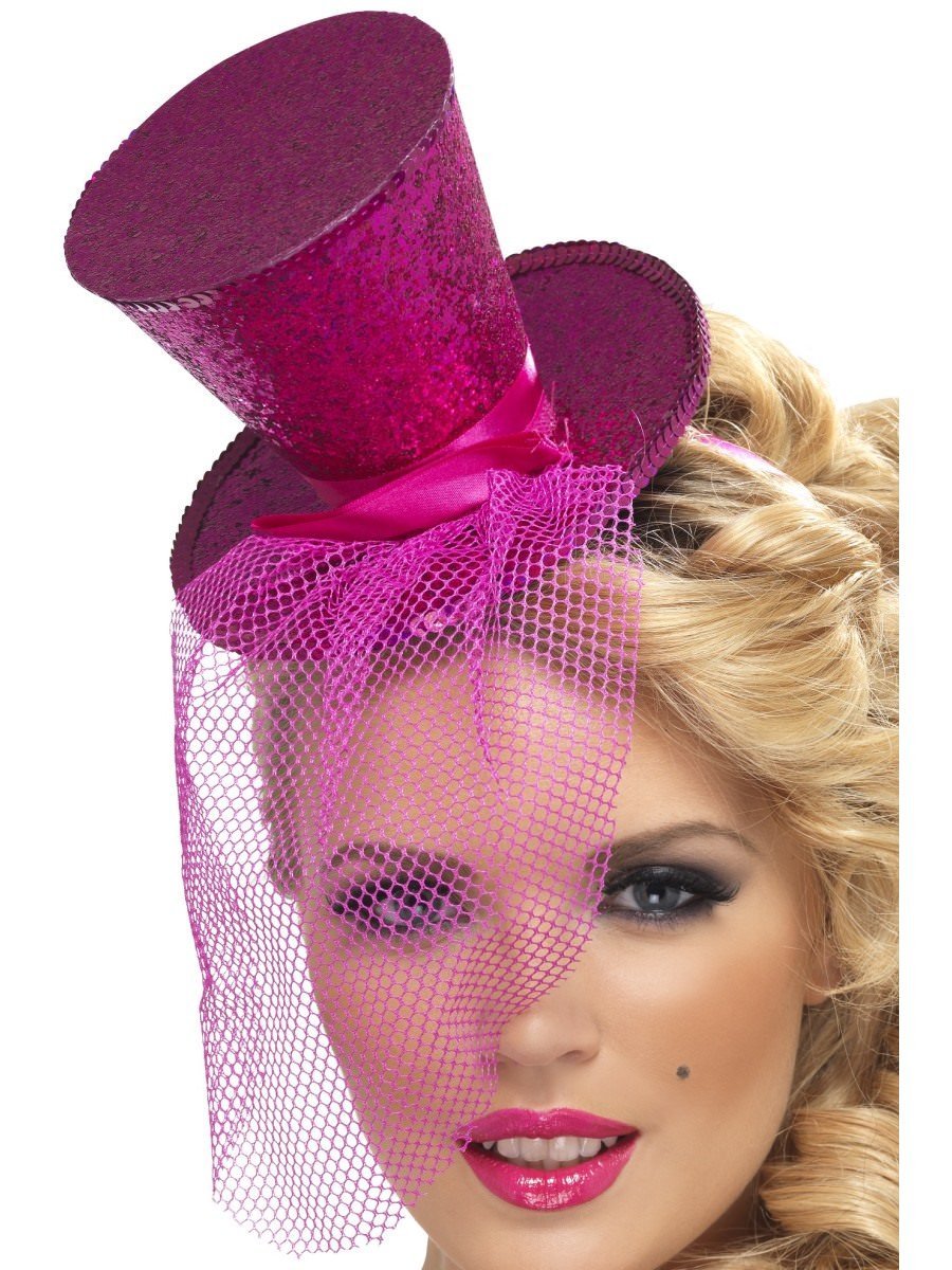 Fever Hot Pink Mini Top Hat On Headband