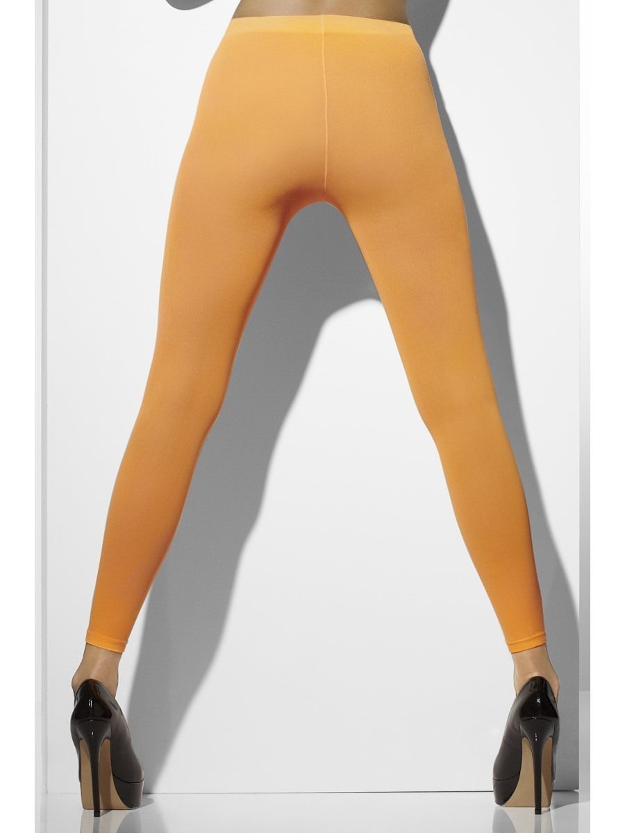 Neon Orange Opaque Footless Tights