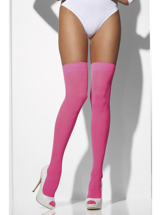 Neon Pink Opaque Hold Ups Alternative View1