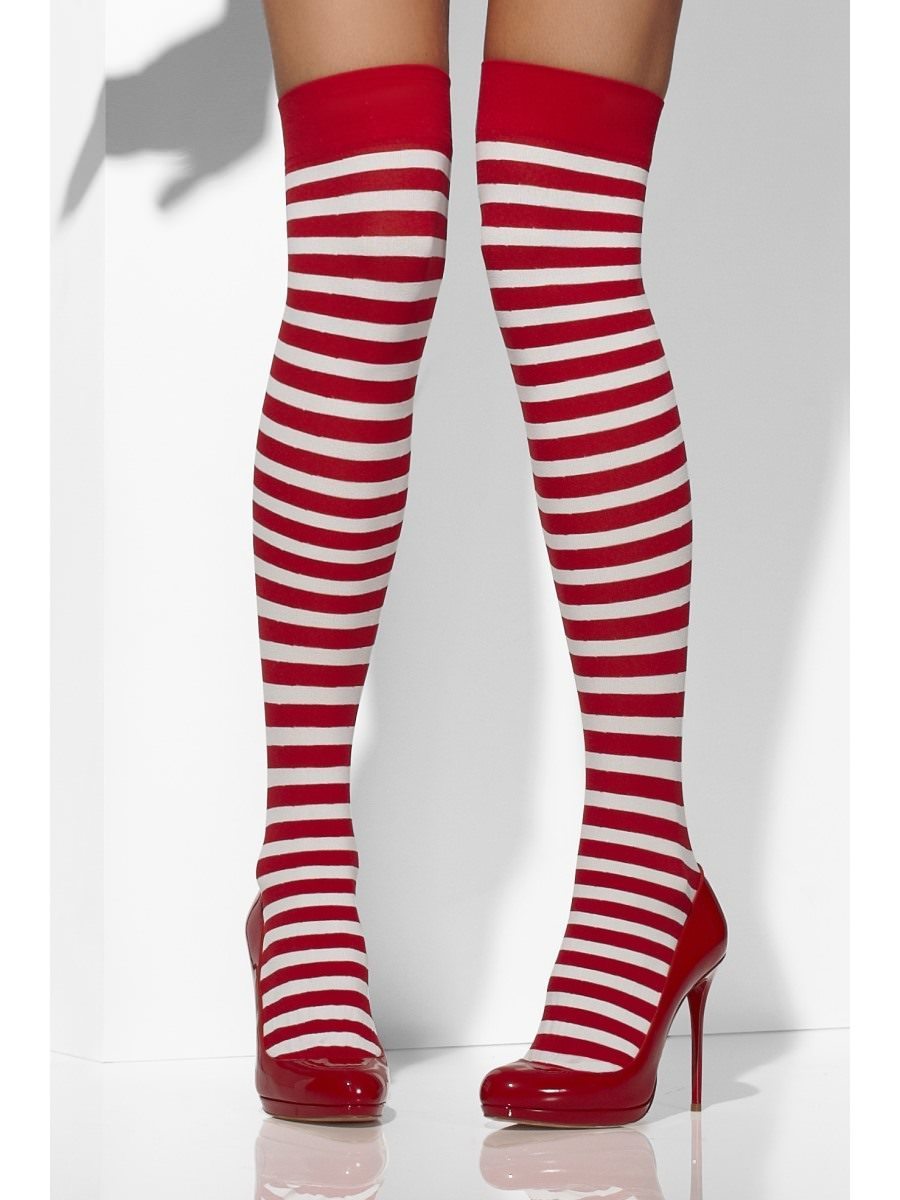 Red And White Striped Opaque Hold Ups