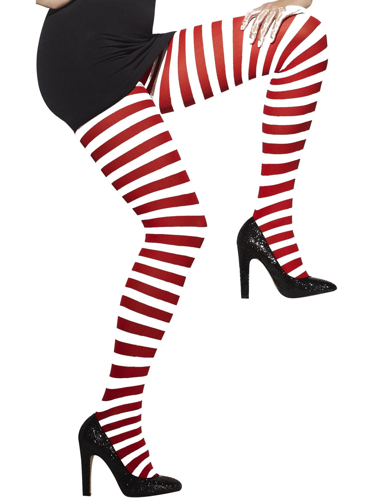 Red and White Striped Opaque Tights