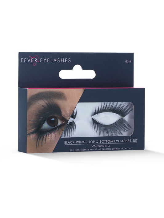 Eyelashes, Black, Top & Bottom Set, Wings