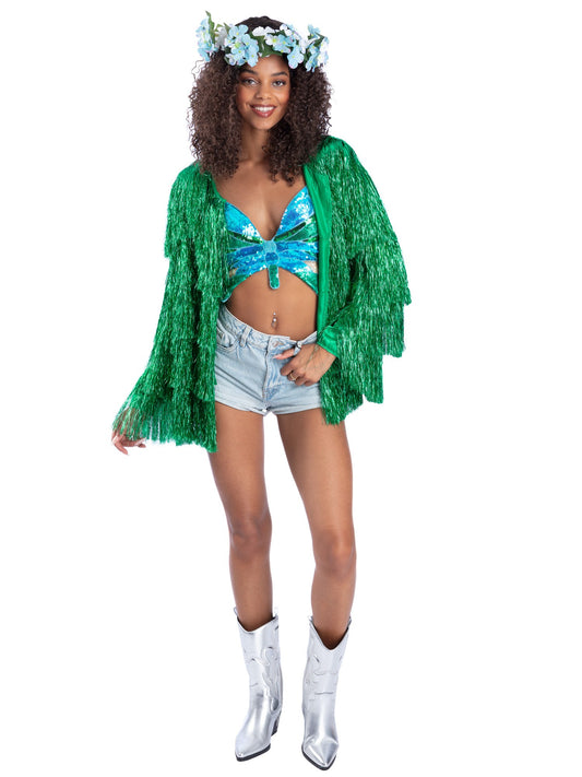 Fever Tinsel Festival Jacket, Green