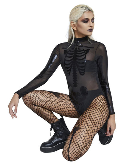 Fever Sheer Skeleton Costume, Black