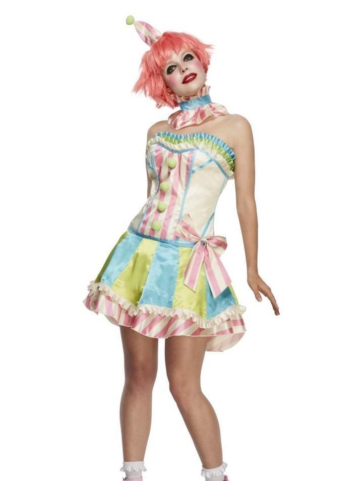 Vintage Clown Fever Deluxe Costume Adult White Blue Green