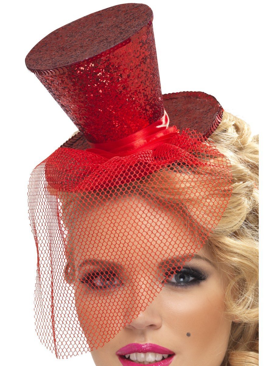 Fever Red Mini Top Hat On Headband