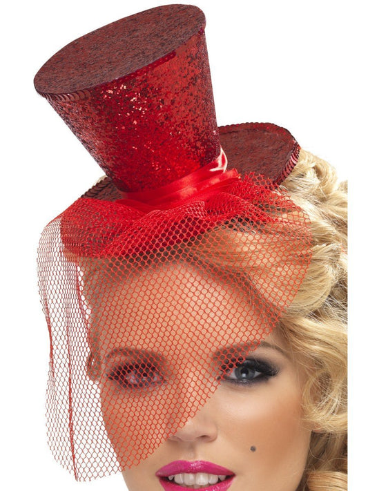 Fever Red Mini Top Hat On Headband